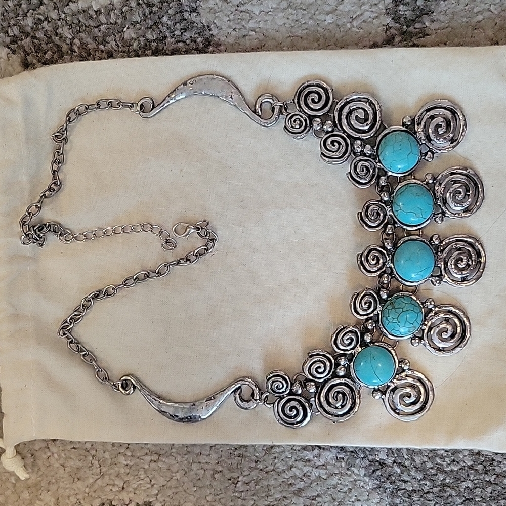 Silver with Turquoise stones necklace
